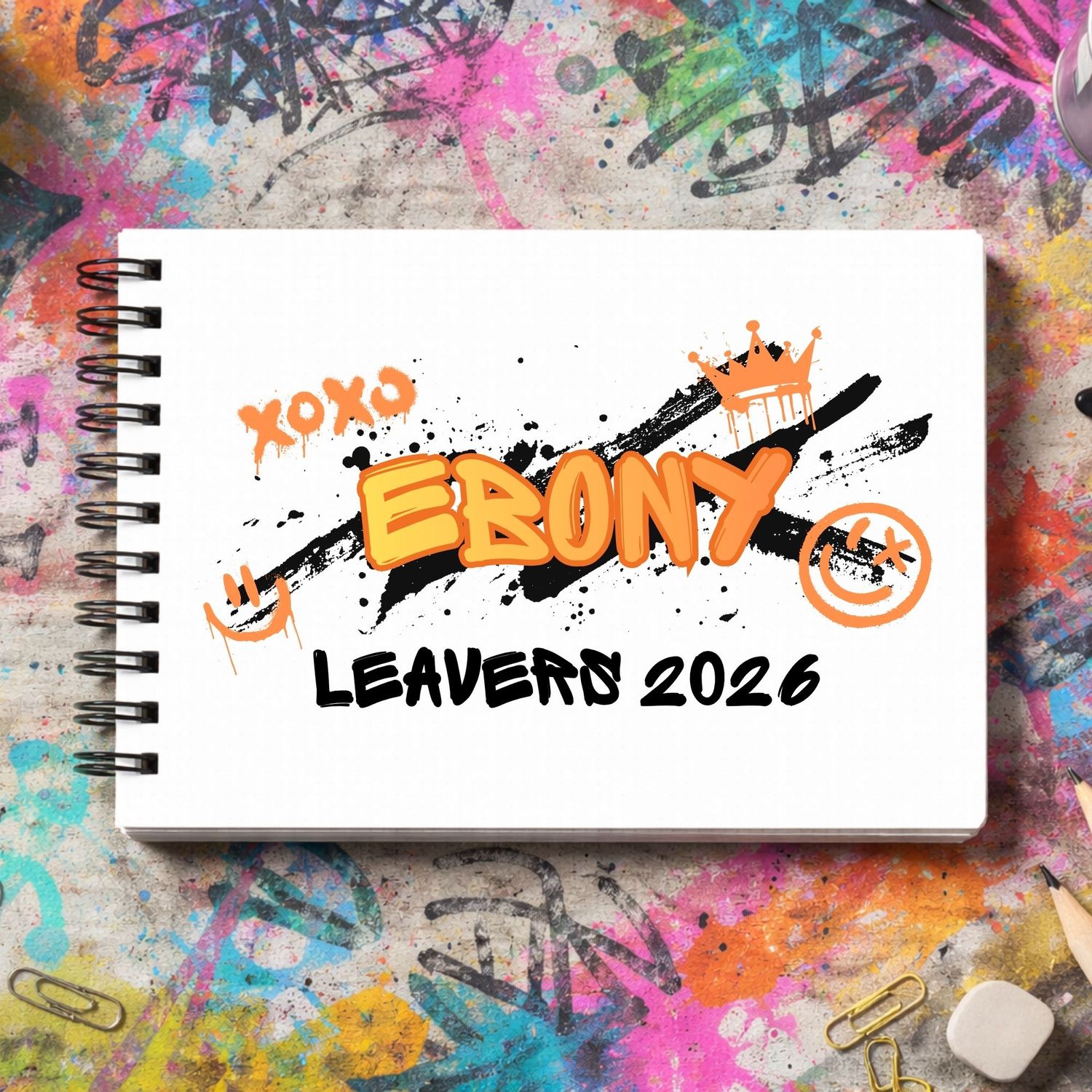 Duo Tone Orange Leavers Book 2026 DTF or UVDTF Decal