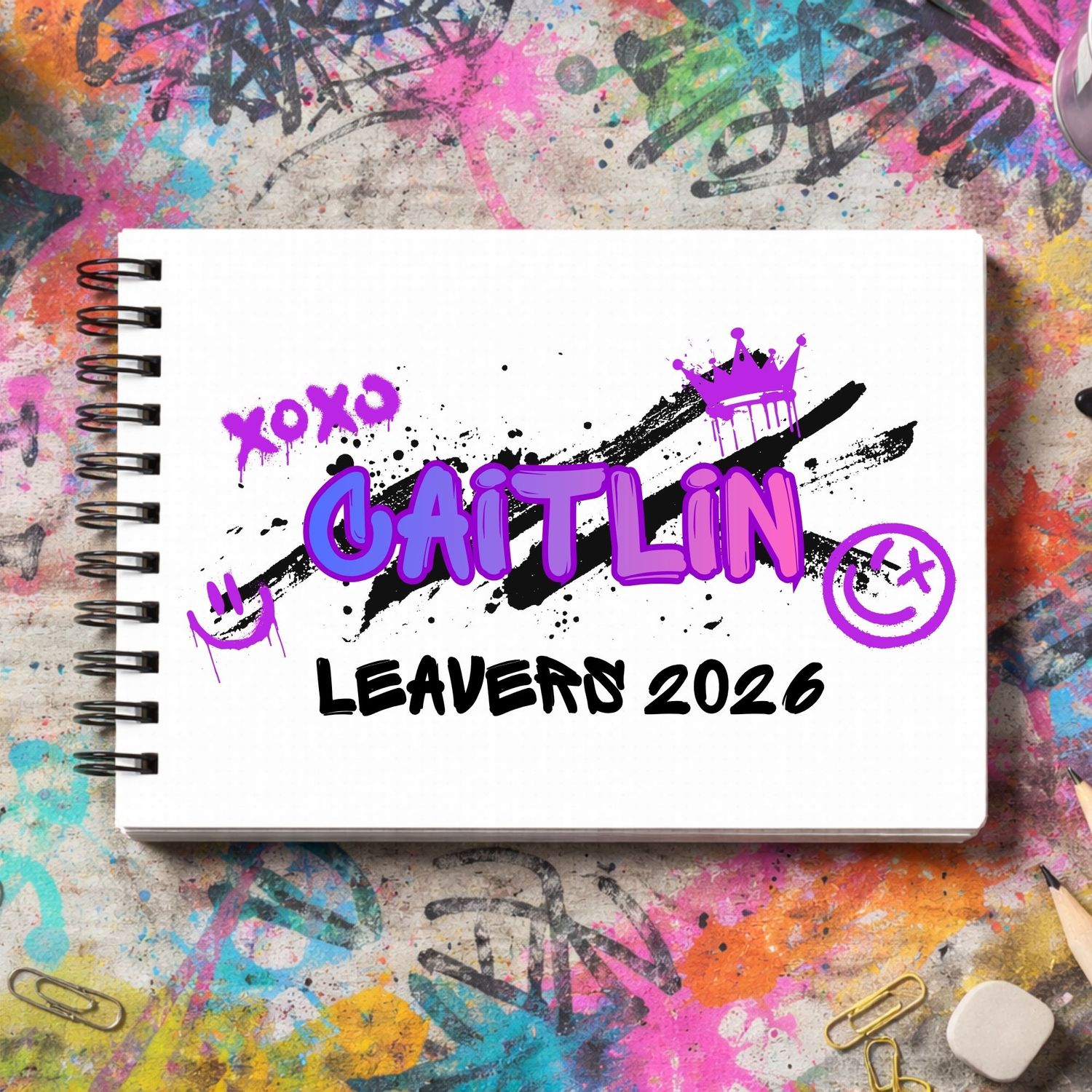 Duo Tone Purple &amp; Pink Leavers Book 2026 DTF or UVDTF Decal