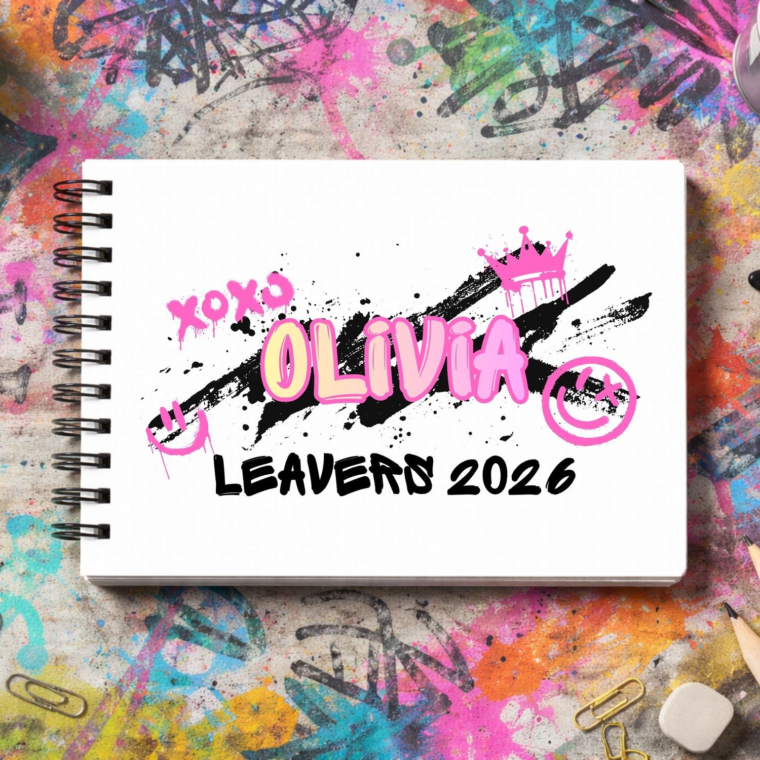 Duo Tone Pink Leavers Book 2026 DTF or UVDTF Decal