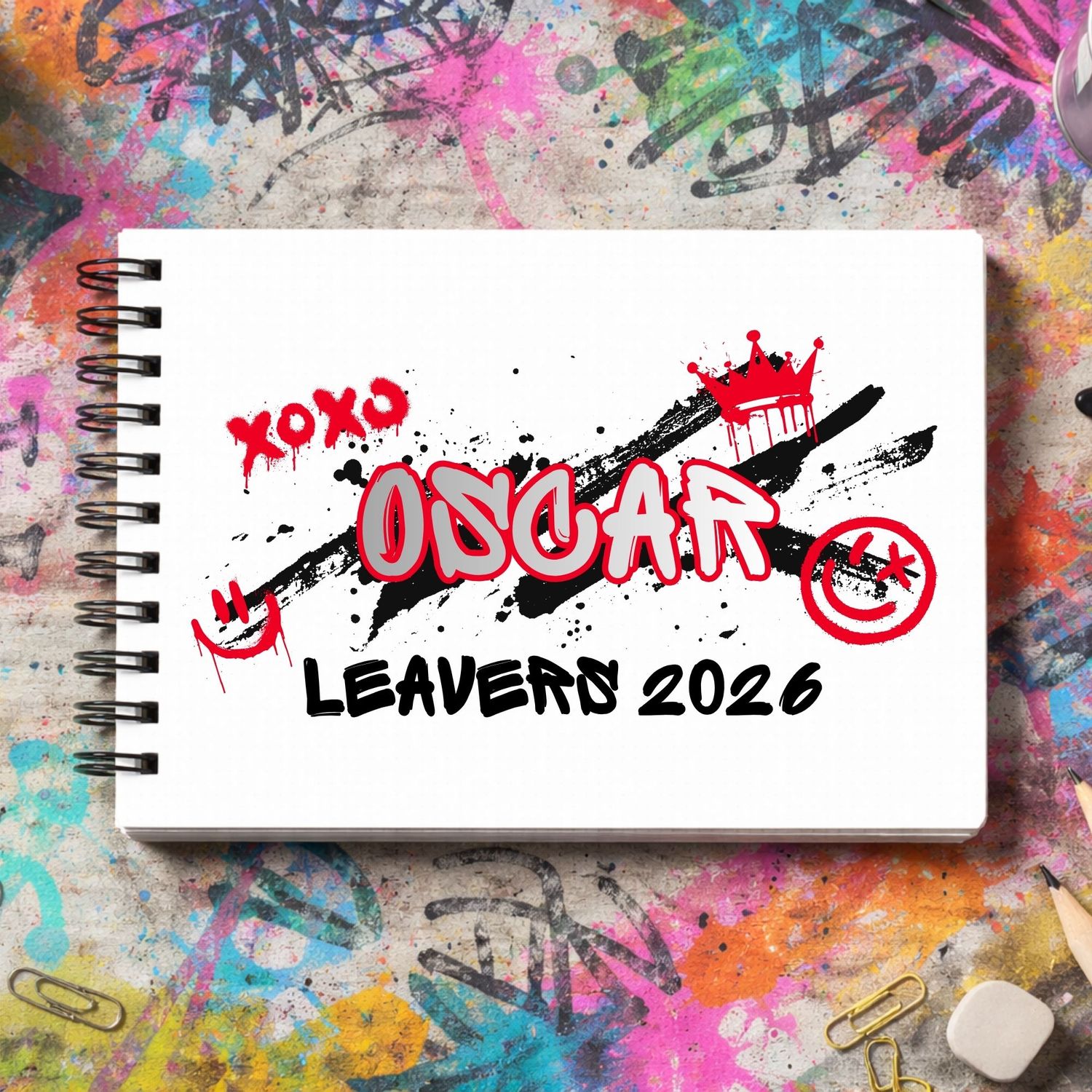 Duo Tone Red &amp; Grey Leavers Book 2026 DTF or UVDTF Decal