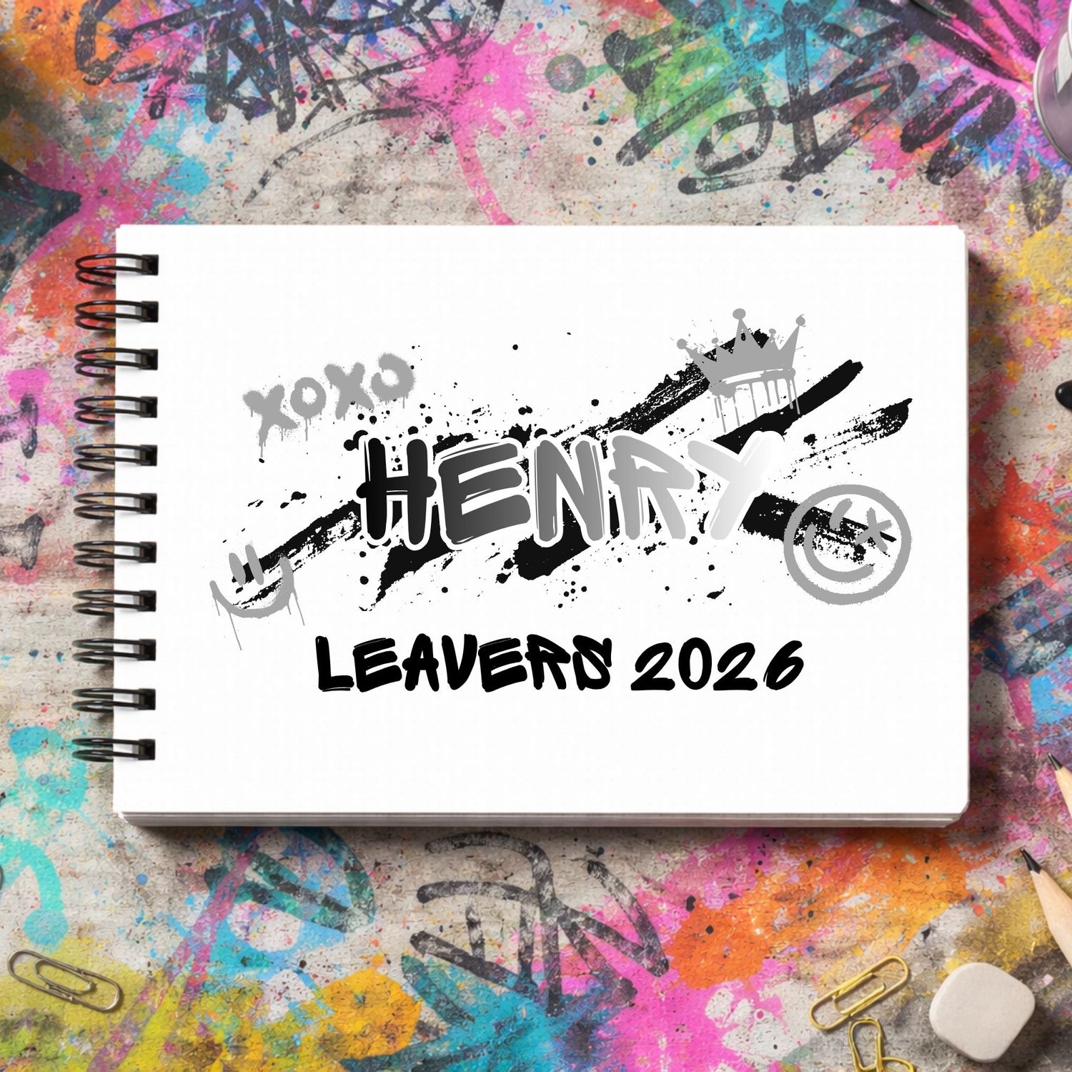 Duo Tone Black &amp; Grey Leavers Book 2026 DTF or UVDTF Decal