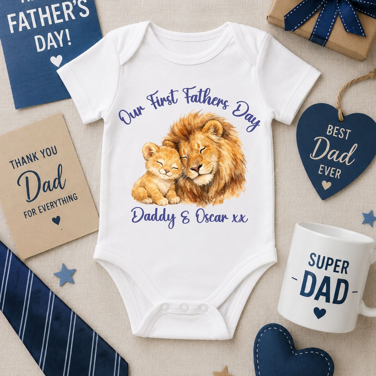 Our First Fathers Day Lion Cub &amp; Daddy Lion UVDTF or DTF Decal