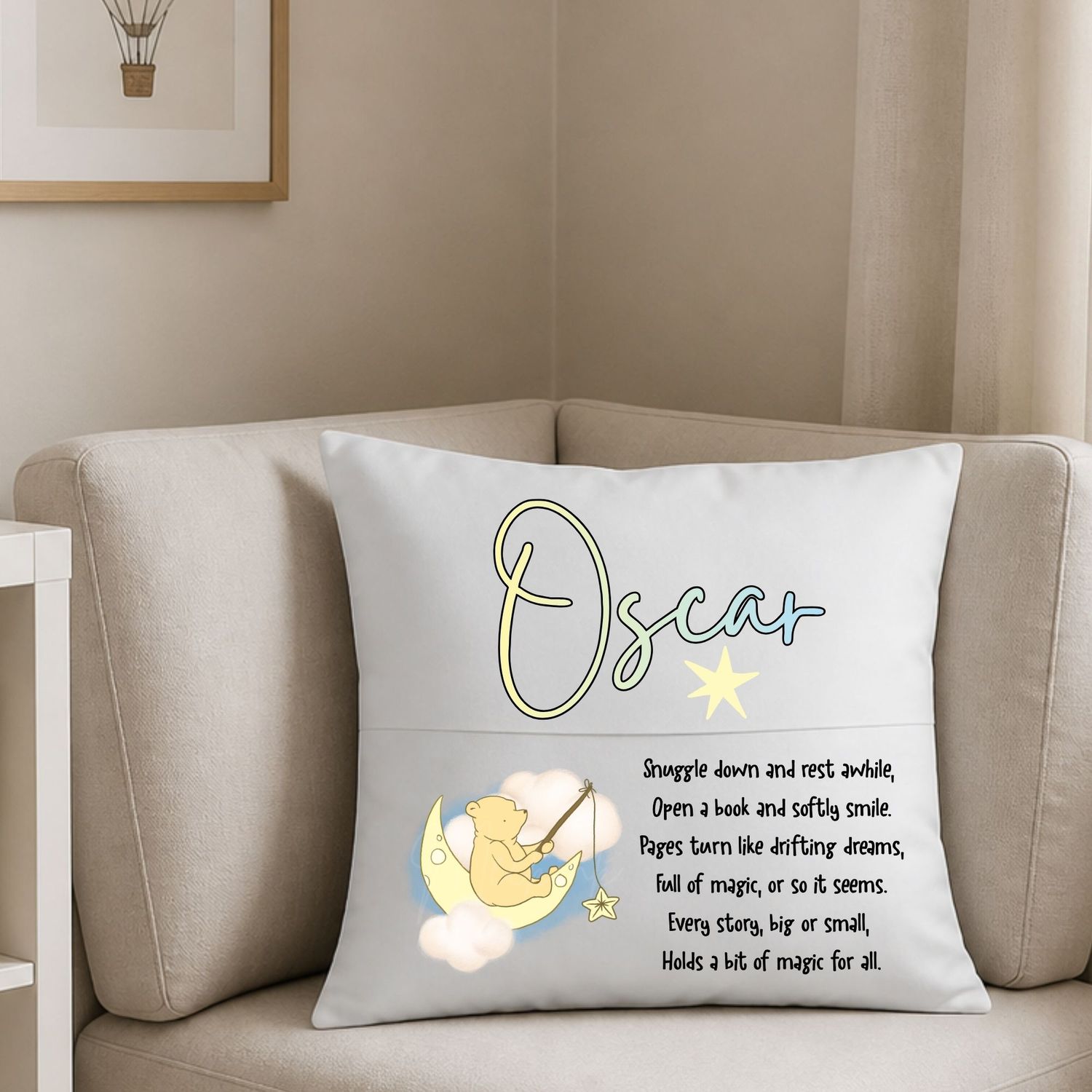 Bear Fishing For Stars Reading Cushion Book DTF
