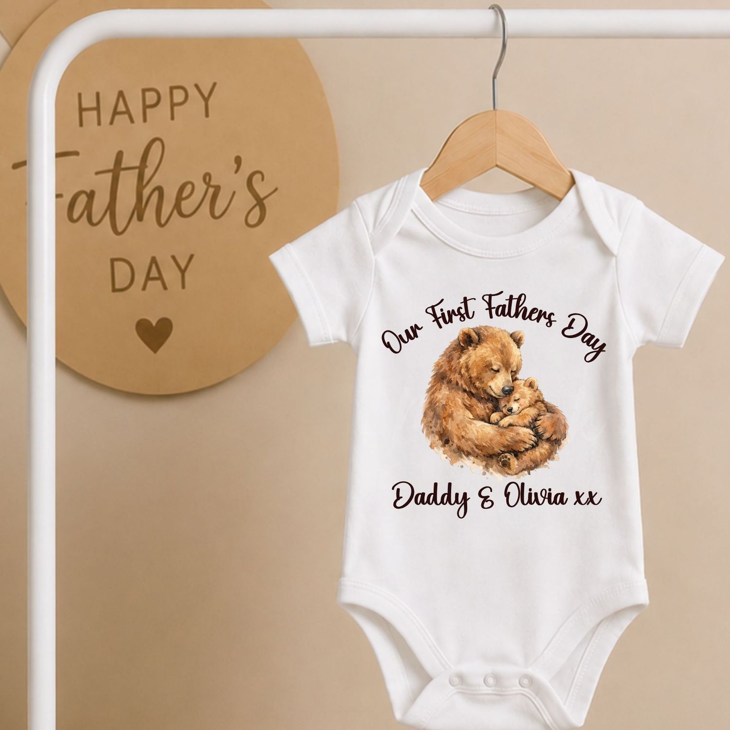 Our First Fathers Day Watercolour Bears UVDTF or DTF Decal