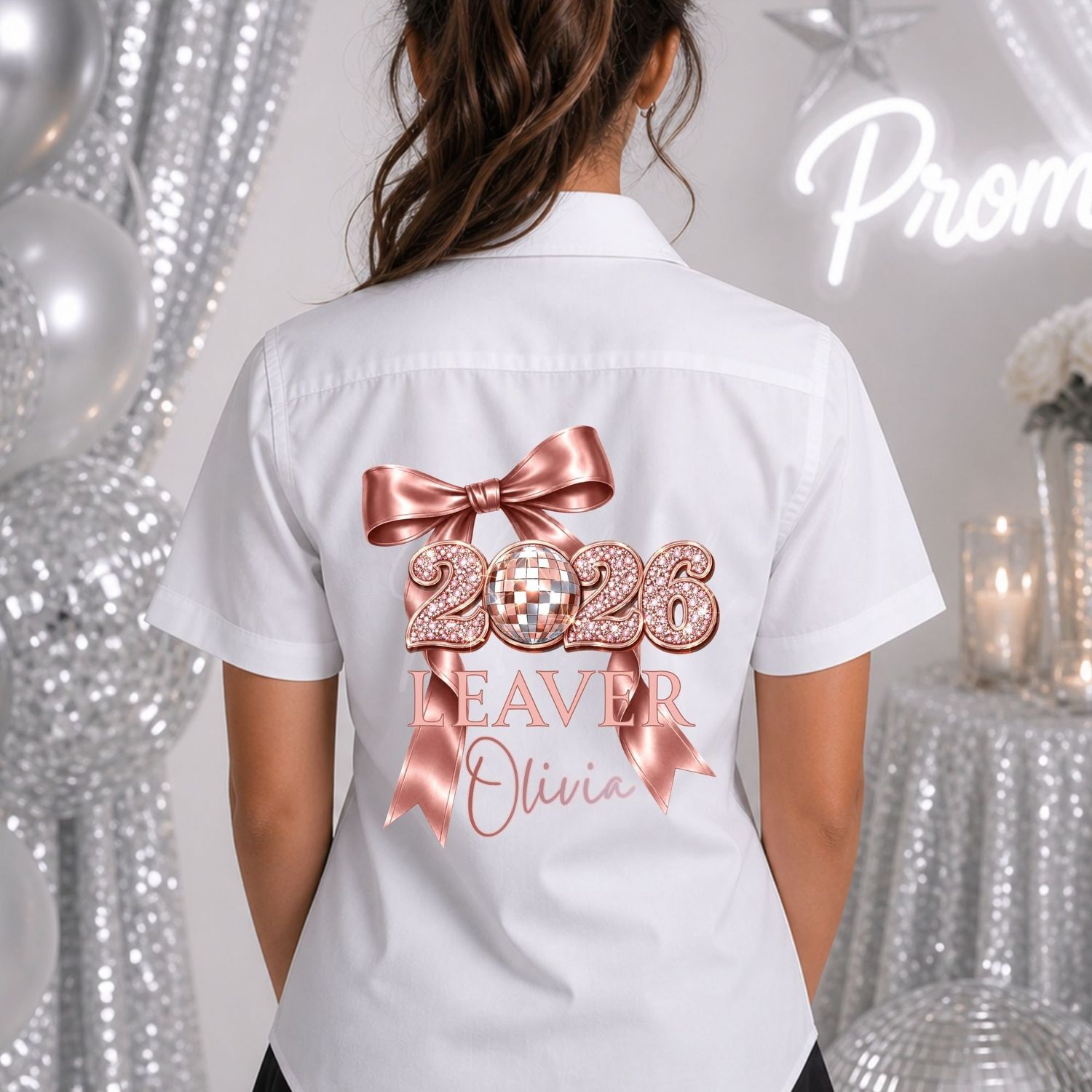 Rose Gold Bow 2026 School Leavers DTF