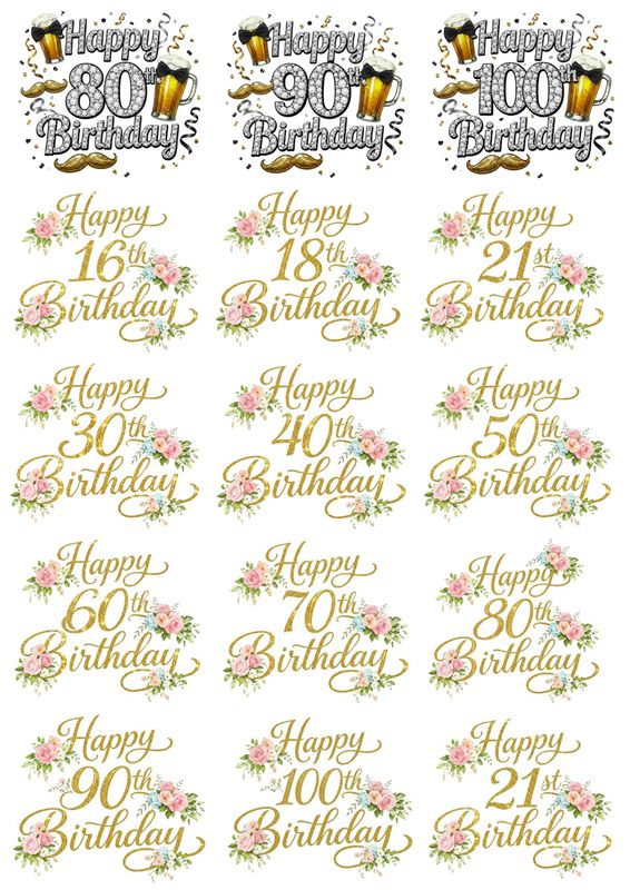 45 Mile Stone Birthday Sublimation Decals 8cm