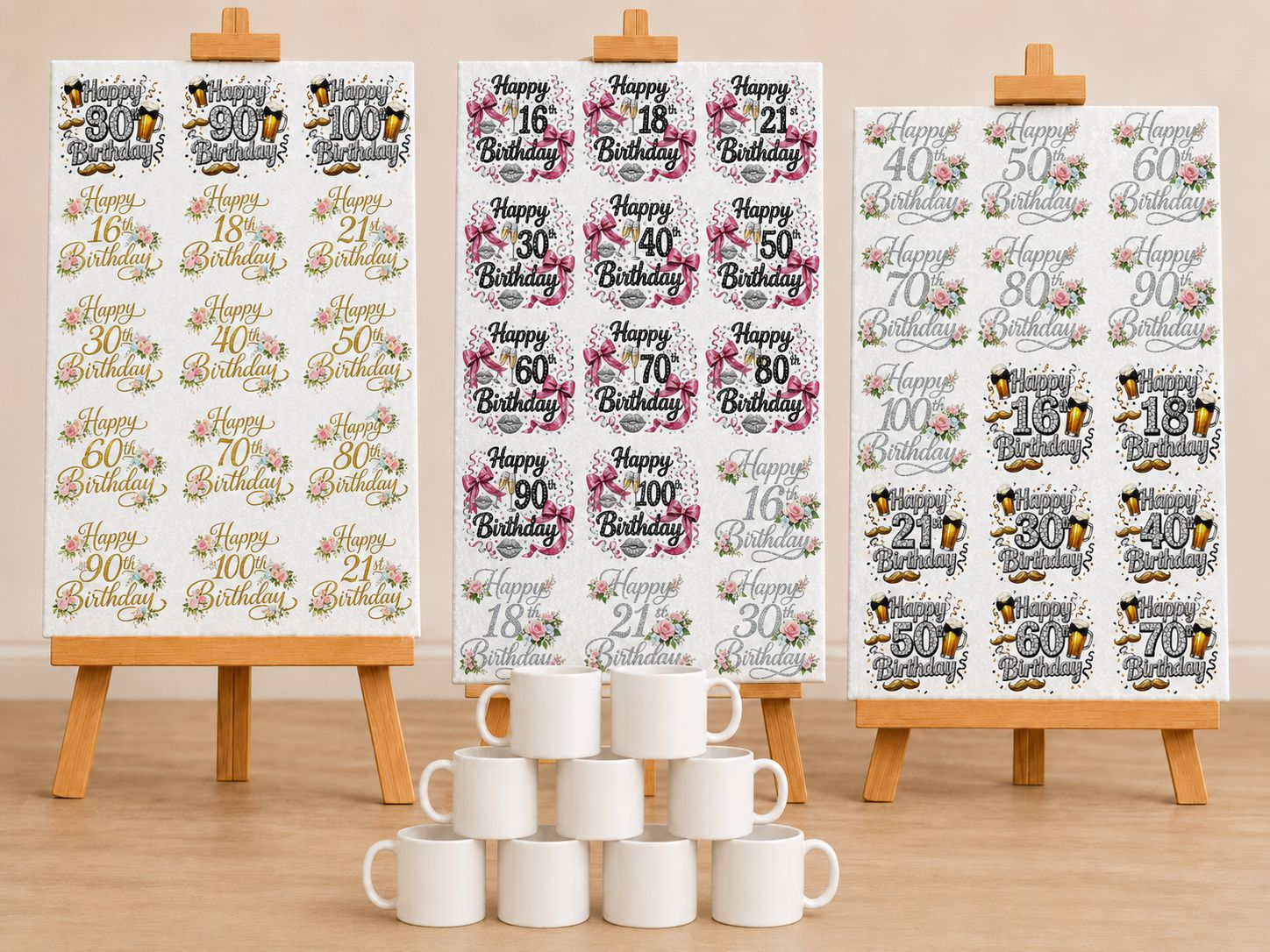 45 Mile Stone Birthday Sublimation Decals 8cm