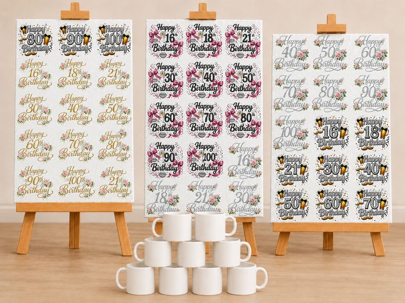 45 Mile Stone Birthday Sublimation Decals 8cm