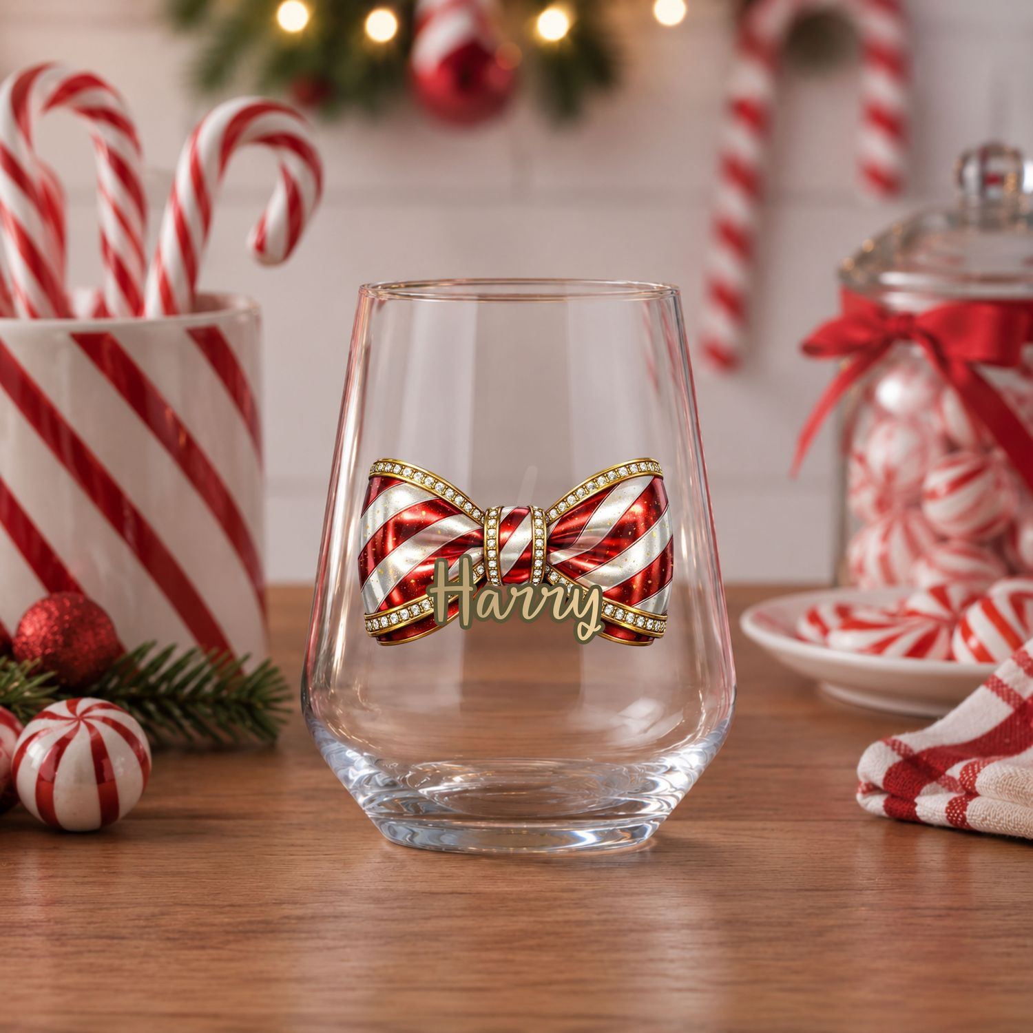 Candy Cane Personalised Dicky Bow DTF or UVDTF Decal