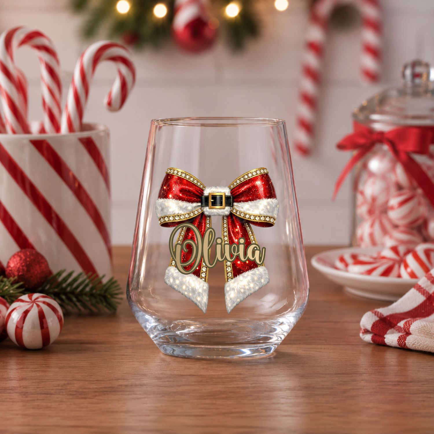 Santa Personalised Bow DTF or UVDTF Decal