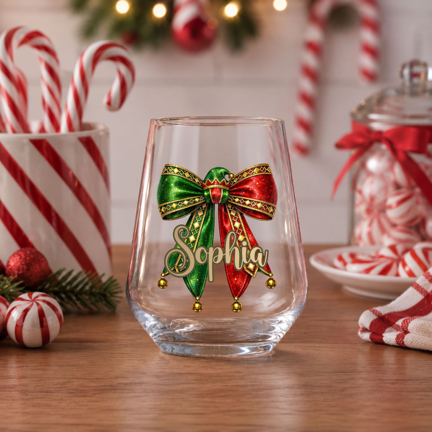 Elf Personalised Bow DTF or UVDTF Decal