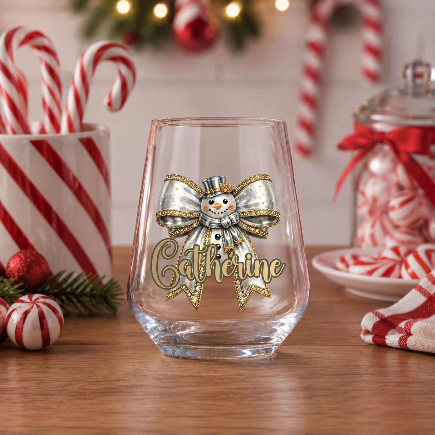 Snowman Personalised Bow DTF or UVDTF Decal