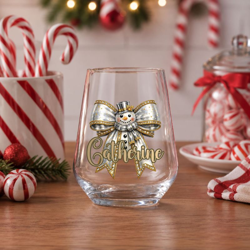 Snowman Personalised Bow DTF or UVDTF Decal