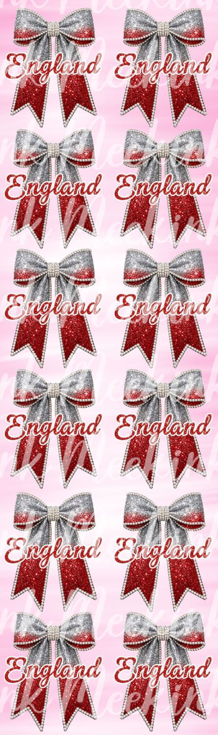 12 X 15cm Ombre England Bow Metre Sheet DTF Decals