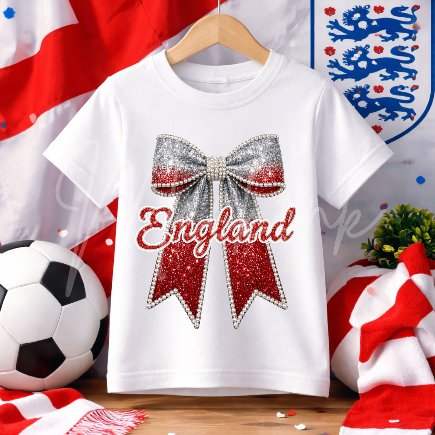 Ombre Bow England Football DTF or UVDTF Decal