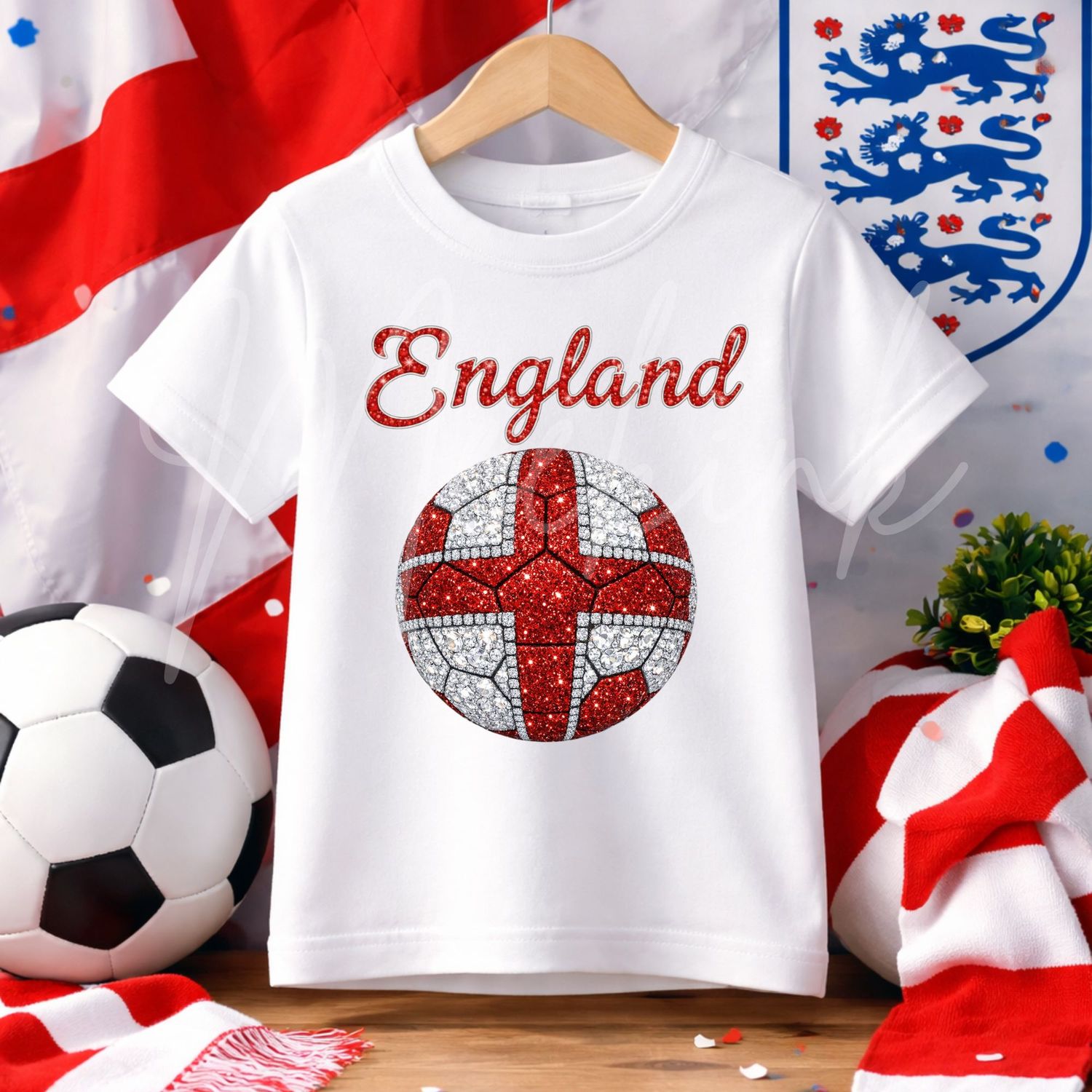 Glitter Effect Football England DTF or UVDTF Decal