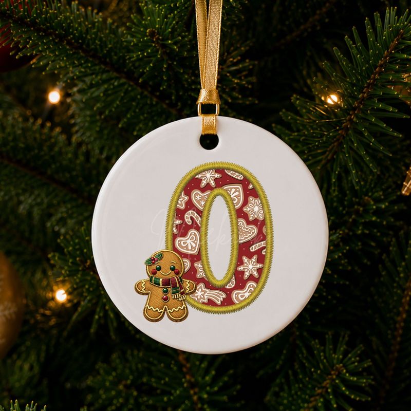 Gingerbread Alphabet Letter Faux Embroidery Gold Trim &amp;  DTF or UVDTF Decal