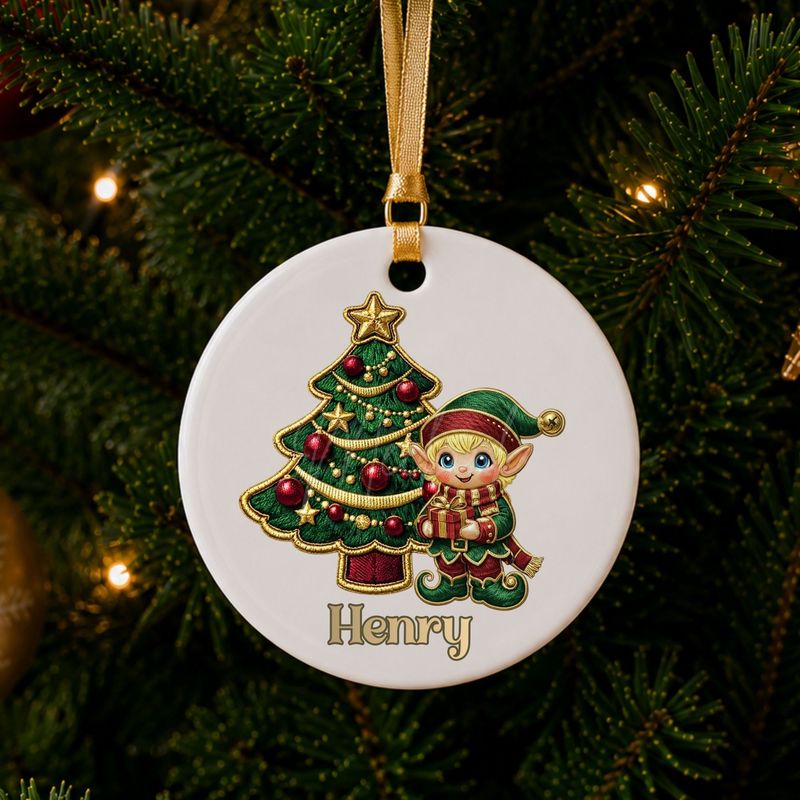 Elf Blonde Boy Faux Embroidery Gold Trim &amp;  DTF or UVDTF Decal