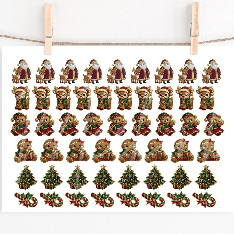 Faux Embroidery &amp; Gold Trim Christmas Bow Mix A4 DTF Decals