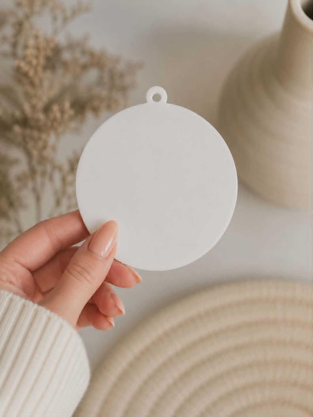 8cm Circle With Hanging Hole 3mm Acrylic Shape