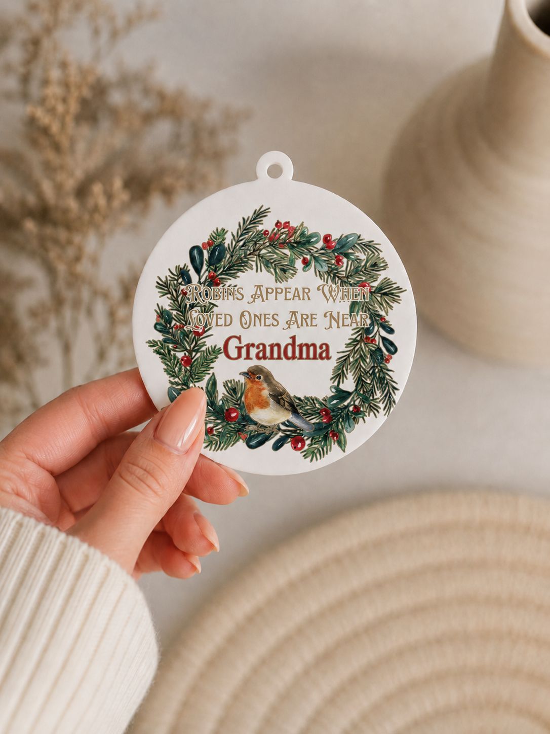 PRINT &amp; BLANK Robin Wreath Acrylic Shape &amp; UVDTF Decal