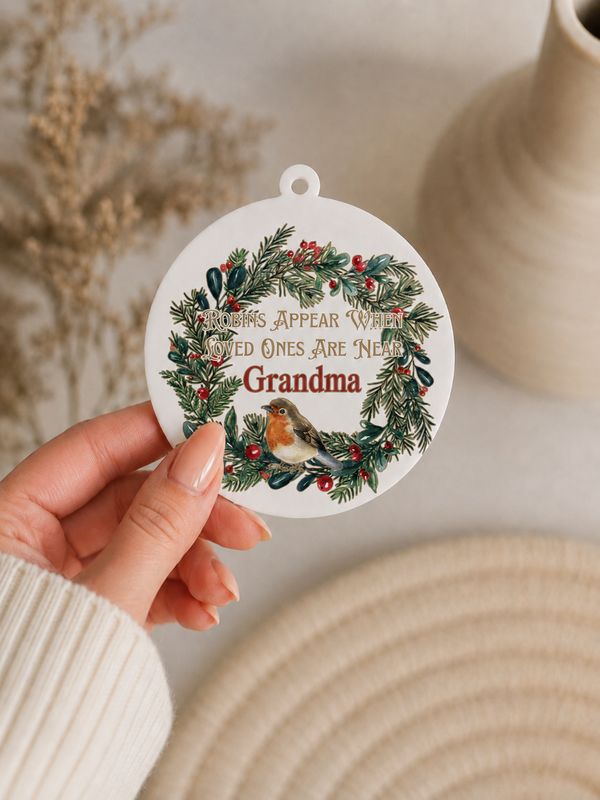 PRINT &amp; BLANK Robin Wreath Acrylic Shape &amp; UVDTF Decal