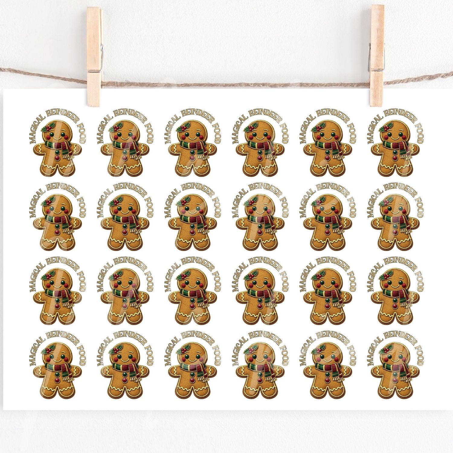 Magical Reindeer Food Gingerbread Popper Decal Sheet UVDTF or DTF Decals