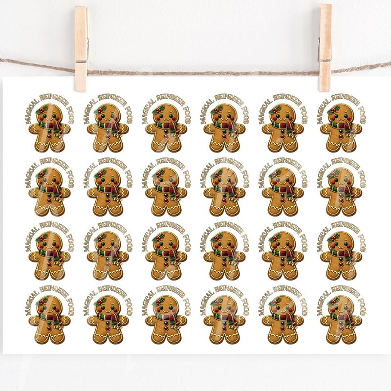 Magical Reindeer Food Gingerbread Popper Decal Sheet UVDTF or DTF Decals