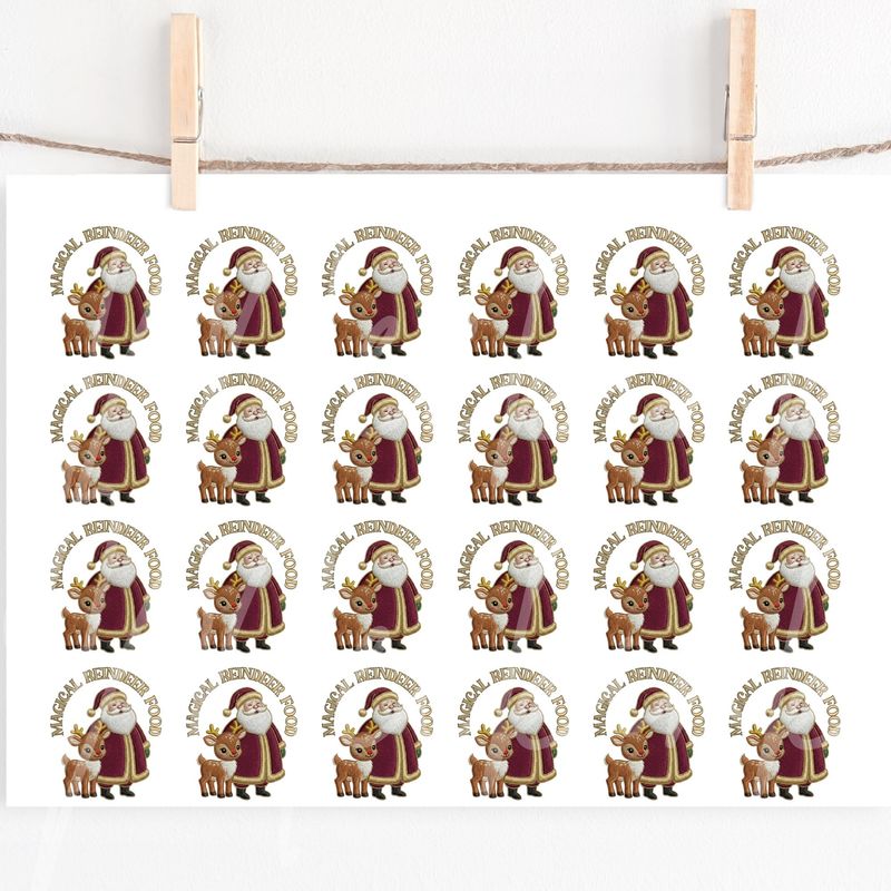 Magical Reindeer Food Santa Popper Decal Sheet UVDTF or DTF Decals
