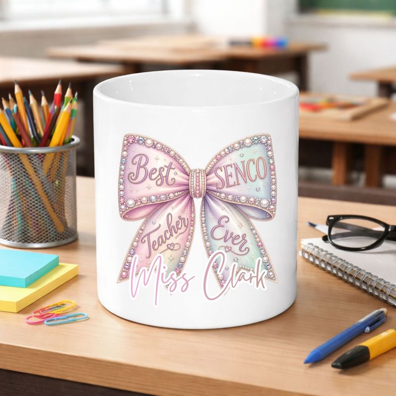 Best SENCO Teacher Personalised Bow DTF or UVDTF Decal