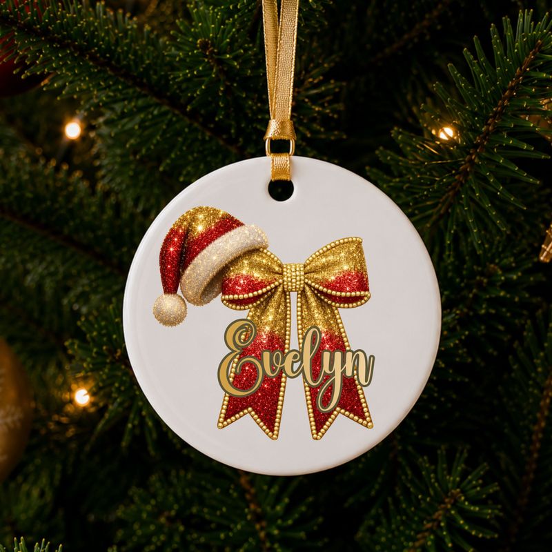 Personalised Ombre Christmas Hat Bow UVDTF or DTF Decal