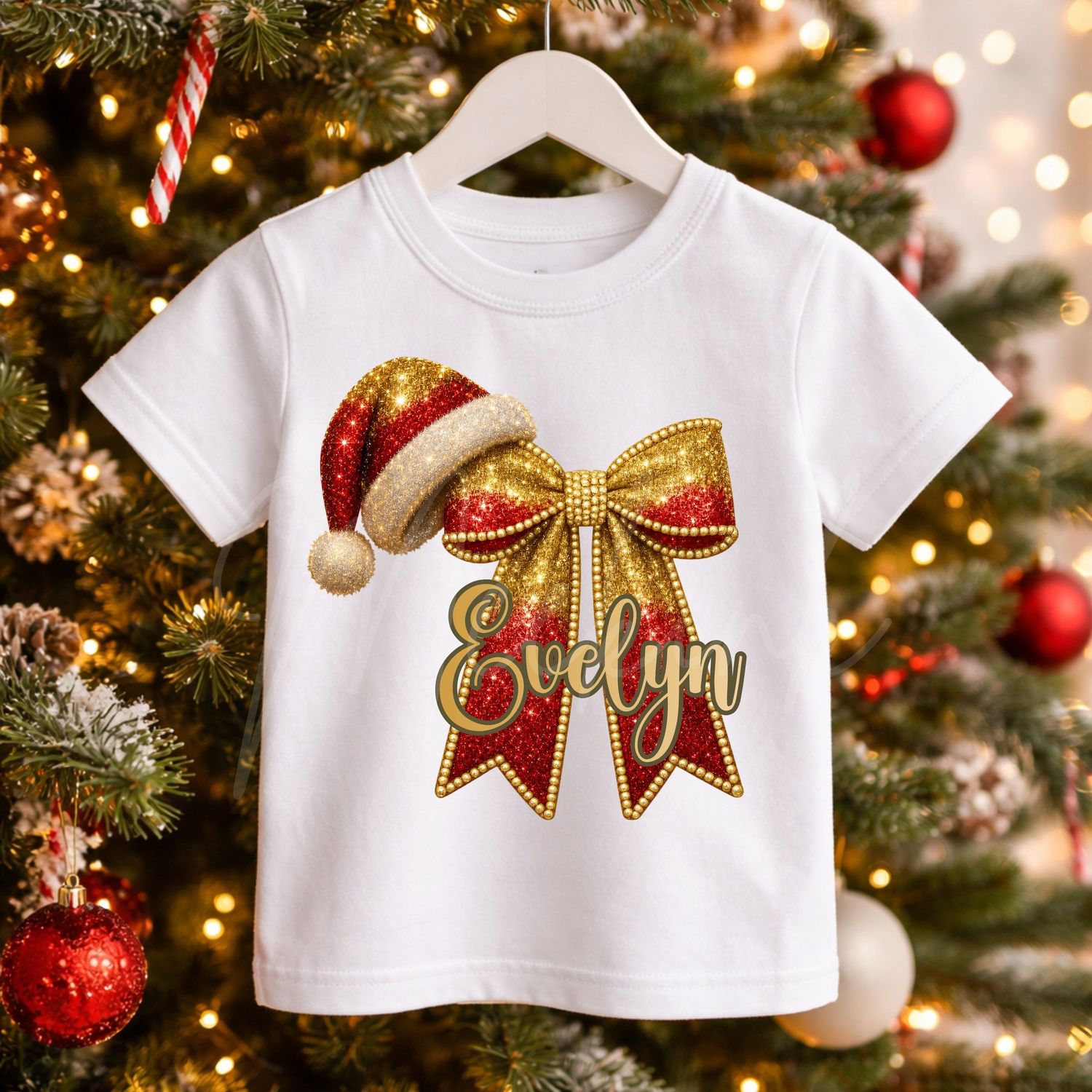 Ombre Bow &amp; Santa Hat DTF Decal