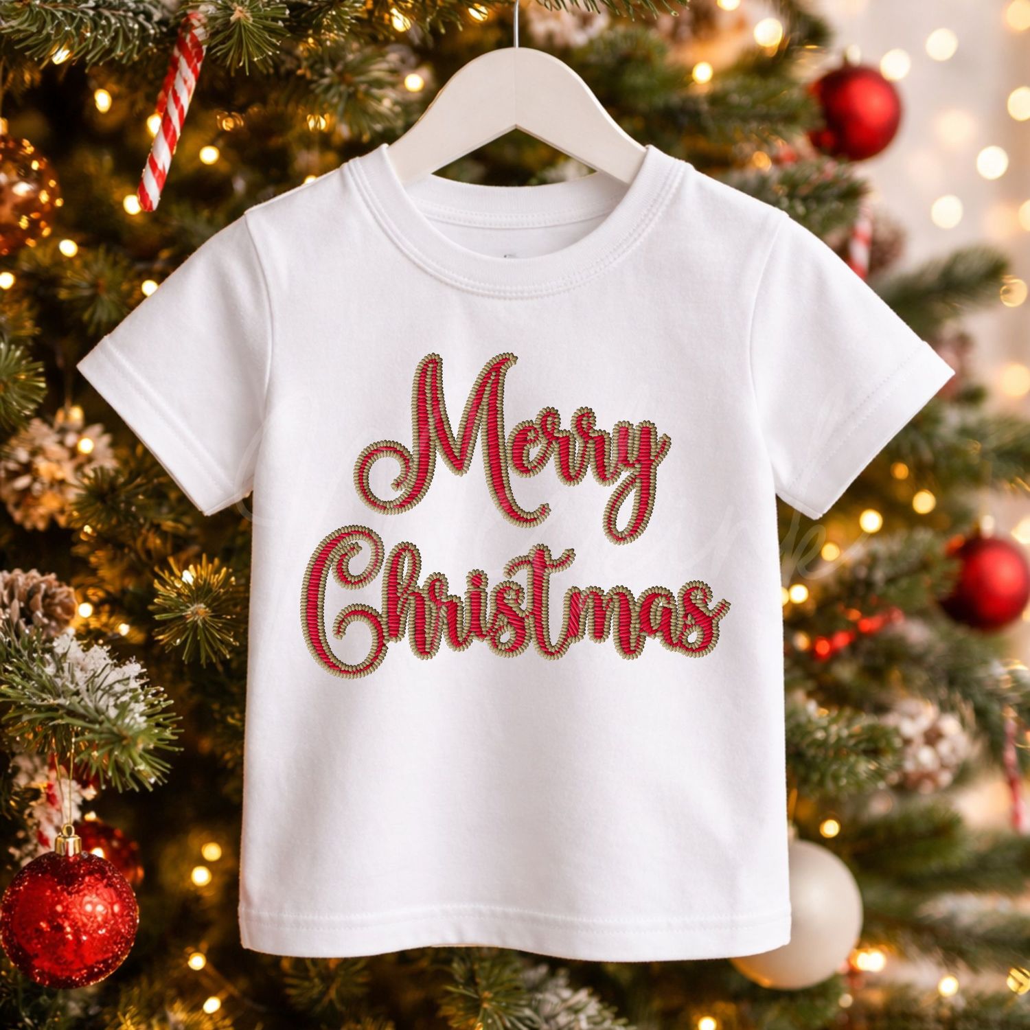 Merry Christmas Faux Embroidery Effect DTF Decal