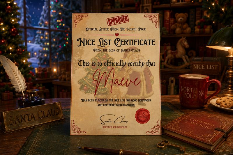 Nice List Certificate Traditional Christmas