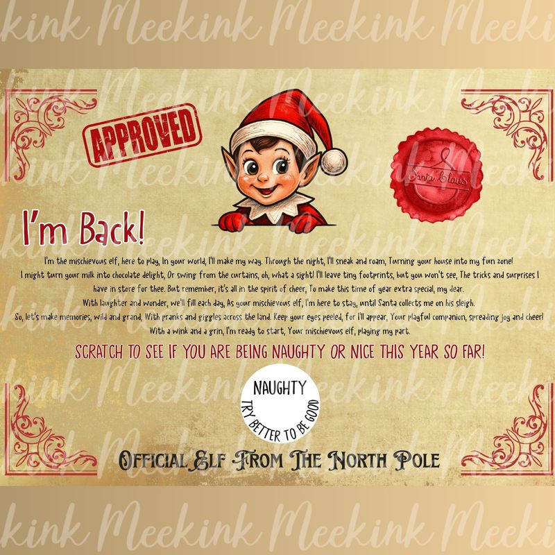 Personalised Naughty Or Nice Elf Scratchcard