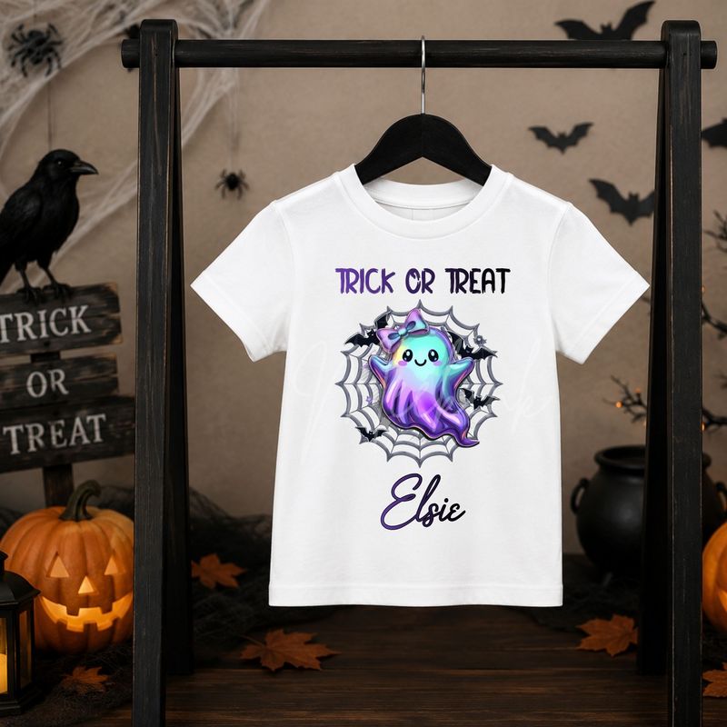 Trick Or Treat Ghost Bow UVDTF or DTF Decal