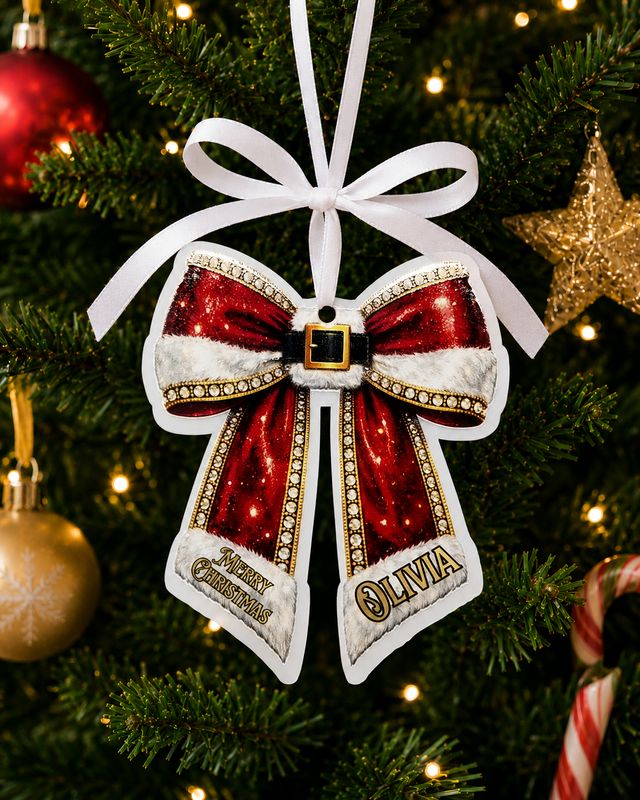 PRINT &amp; BLANK Christmas Santa Bow Personalised UVDTF Decal &amp; Acrylic Blank