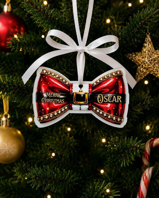 PRINT &amp; BLANK Christmas Santa Dicky Bow Personalised UVDTF Decal &amp; Acrylic Blank