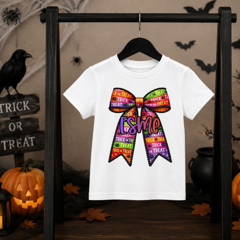 Trick Or Treat Long Tailed Bow UVDTF or DTF Decal