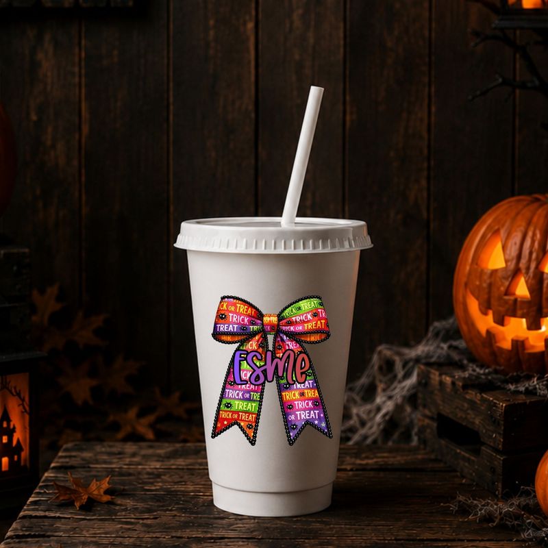 Trick Or Treat Long Tailed Bow UVDTF or DTF Decal