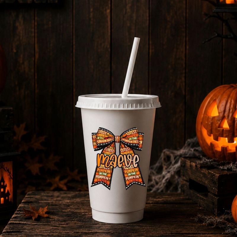 Cutest Pumpkin In The Pumpkin Patch Long Tailed Bow UVDTF or DTF Decal