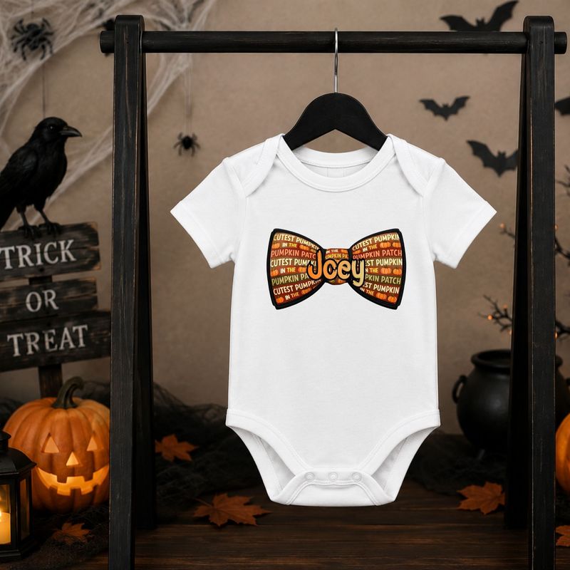 Cutest Pumpkin In The Pumpkin Patch Dicky Bow UVDTF or DTF Decal