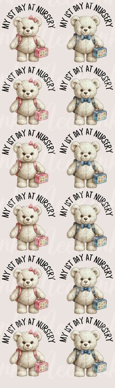 1 Metre When I Wake Up My First Day At School Bears DTF Decal x12