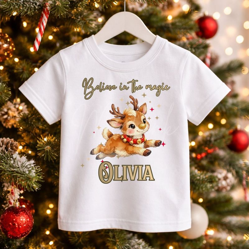 Believe In The Magic Reindeer Goldish Nose DTF Decal
