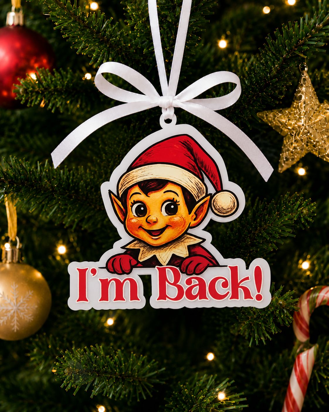 PRINT &amp; BLANK Elf I'm Back UVDTF Decal &amp; Acrylic Blank