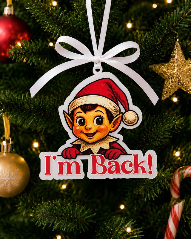 PRINT &amp; BLANK Elf I'm Back UVDTF Decal &amp; Acrylic Blank
