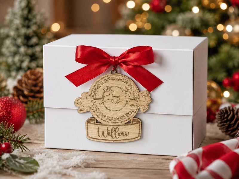 Christmas North Pole Santa Tag - 4mm Oak Veneered