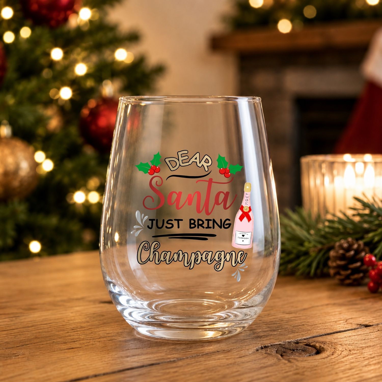 Santa Champagne DTF or UVDTF Decal