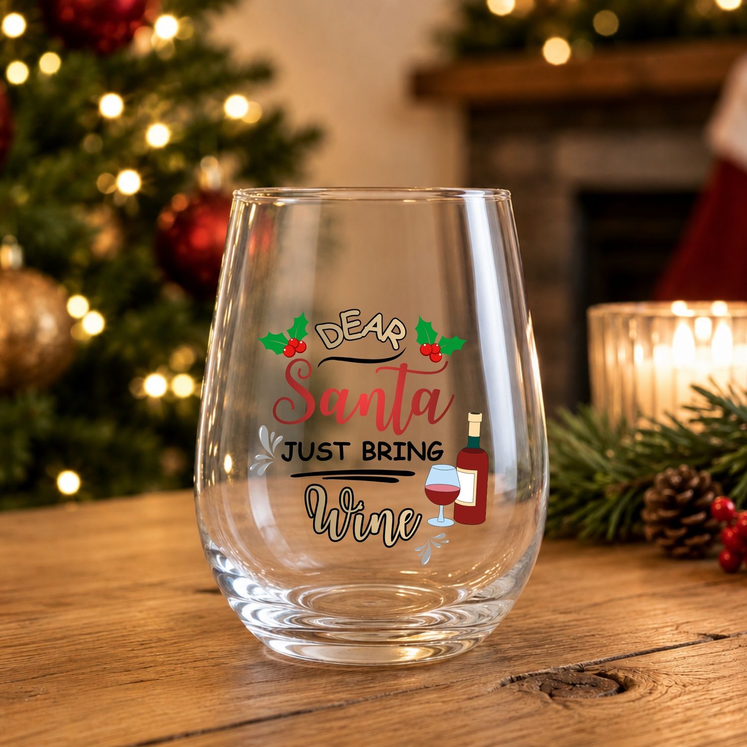 Santa Wine DTF or UVDTF Decal