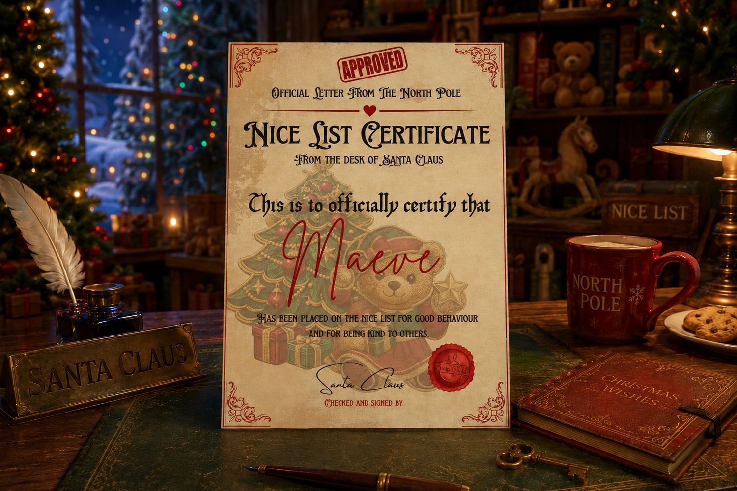 Nice List Certificate Traditional Teddy Dress With Bow Christmas